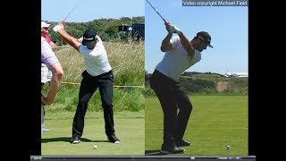 Jon Rahm golf swing  Long Iron faceon amp downtheline July 2017 [upl. by Niatirb58]