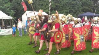 Roman Reenactment at the Amphitheatre in Caerleon Marching In [upl. by Alaecim]