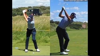 Justin Thomas golf swing  Long Iron faceon amp downtheline July 2017 [upl. by Richy530]